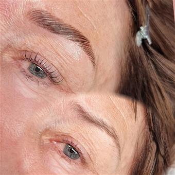 Eyebrows lamination treatment creating smooth, fuller, and perfectly shaped brows